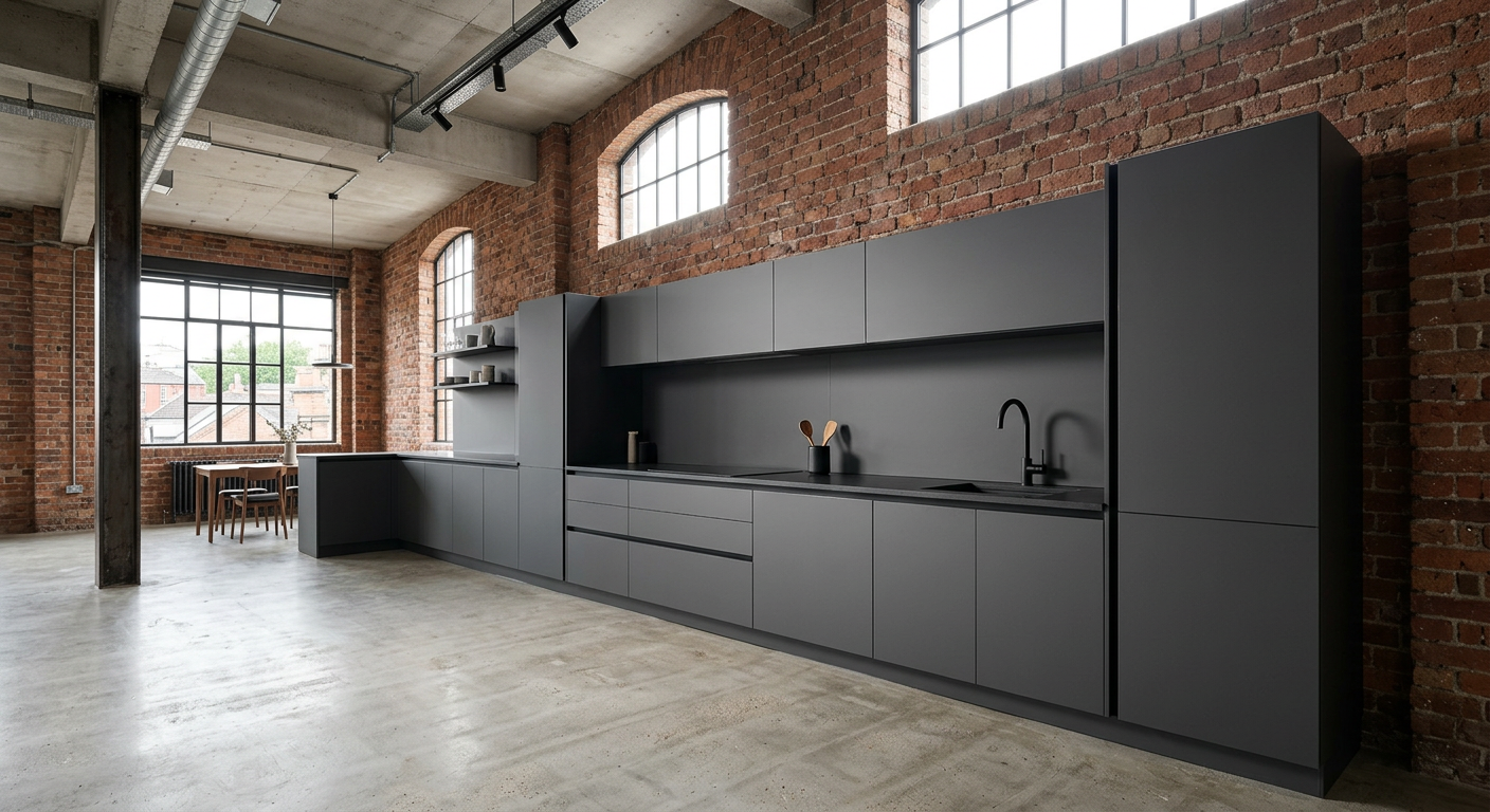 Gerade Küche Schwabing geschlossene Fronten im Loft